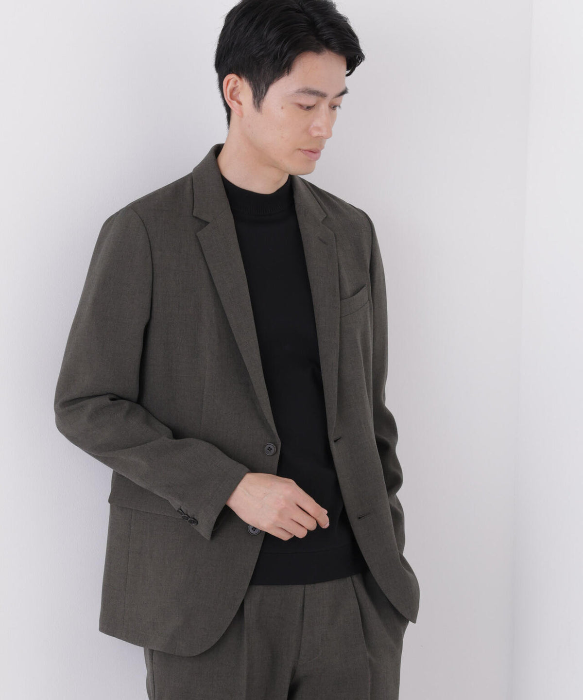 【形態安定】「Damerino」メランジエアシャークストレッチセットアップ