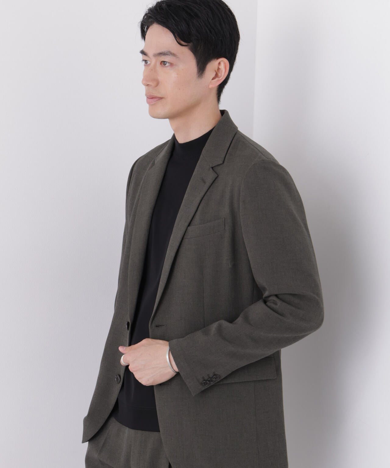 【大人気セットアップ】「Damerino」メランジエアシャークストレッチセットアップ/WASHABLE