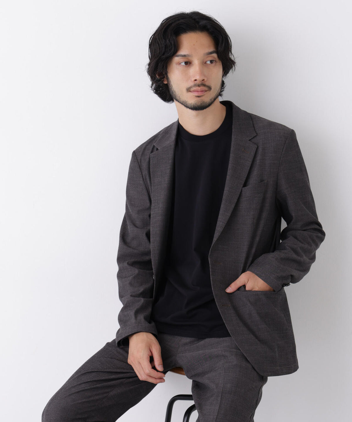 【オールシーズン対応可能】「Damerino」T/R パウダリー2WAYストレッチセットアップ