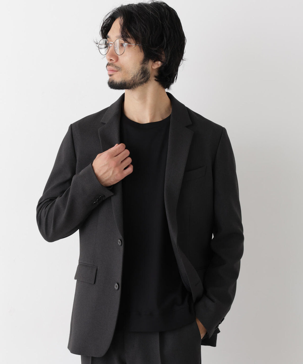 【ストレッチ/ウォッシャブル/防シワ】「Damerino」メランジオックスストレッチセットアップ