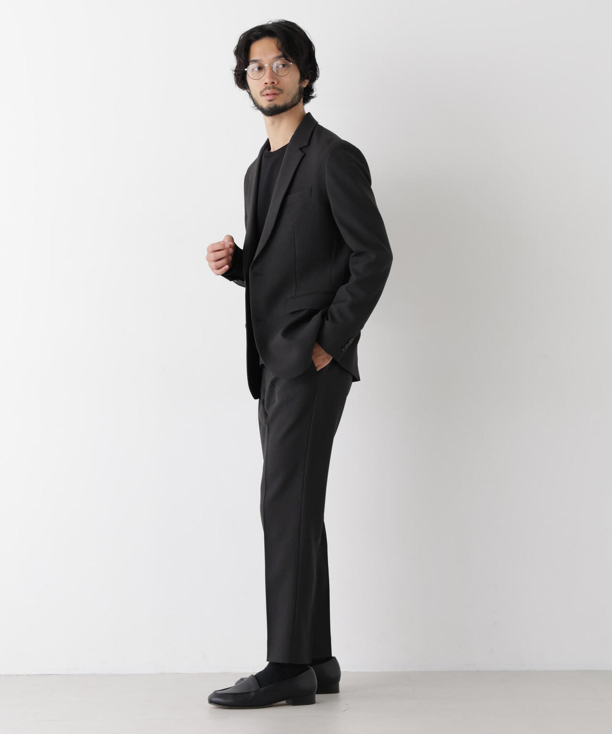 【ストレッチ/ウォッシャブル/防シワ】「Damerino」メランジオックスストレッチセットアップ