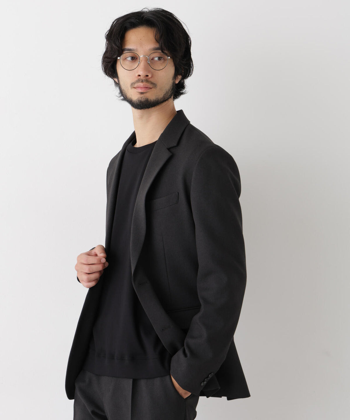 【ストレッチ/ウォッシャブル/防シワ】「Damerino」メランジオックスストレッチセットアップ