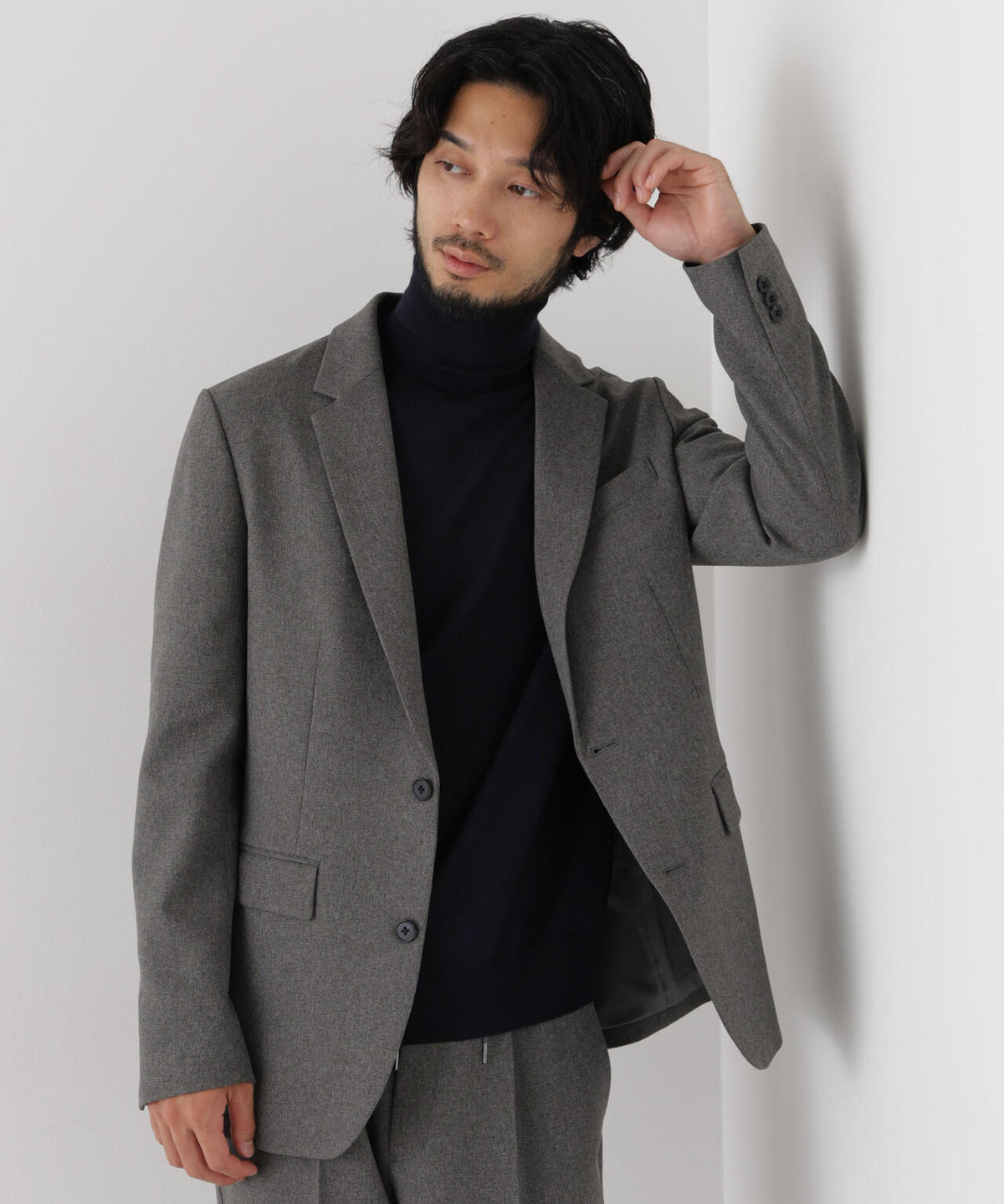 【ストレッチ/ウォッシャブル/防シワ】「Damerino」メランジオックスストレッチセットアップ