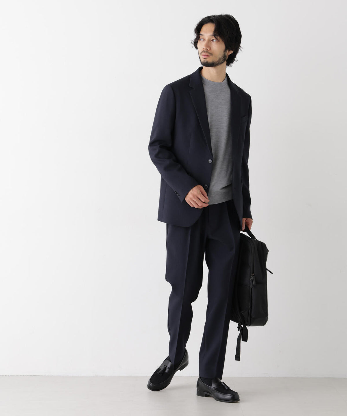 【ストレッチ/ウォッシャブル/防シワ】「Damerino」メランジオックスストレッチセットアップ