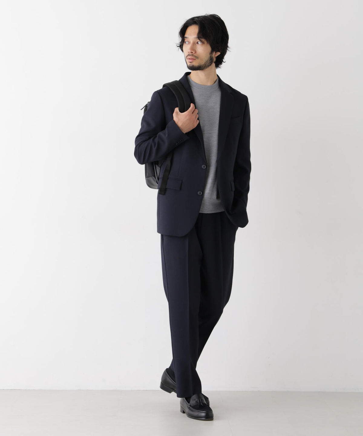【ストレッチ/ウォッシャブル/防シワ】「Damerino」メランジオックスストレッチセットアップ