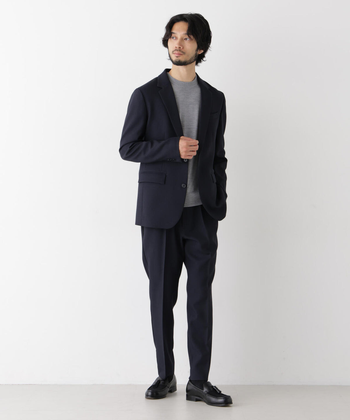 【ストレッチ/ウォッシャブル/防シワ】「Damerino」メランジオックスストレッチセットアップ