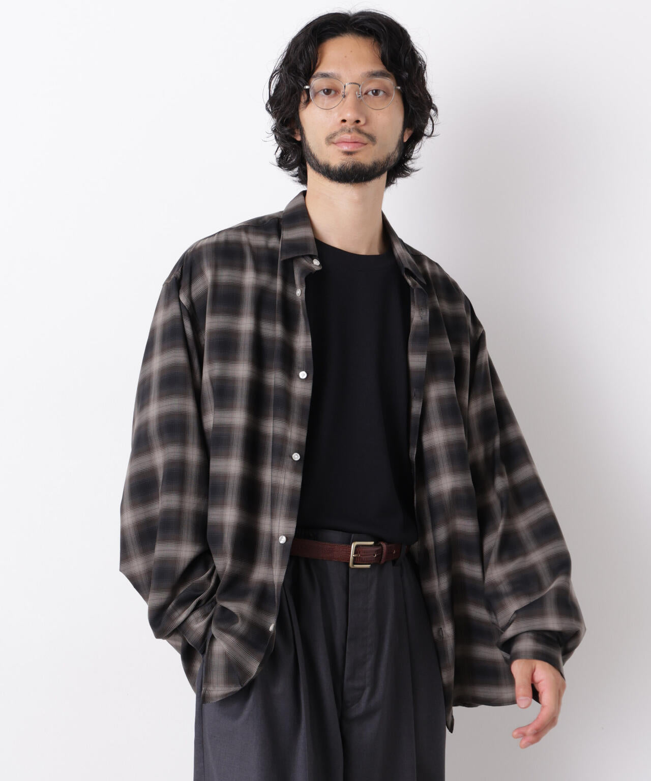 「OtoNANO」LIM-BRESS クリアチェックワイドシャツ 長袖
