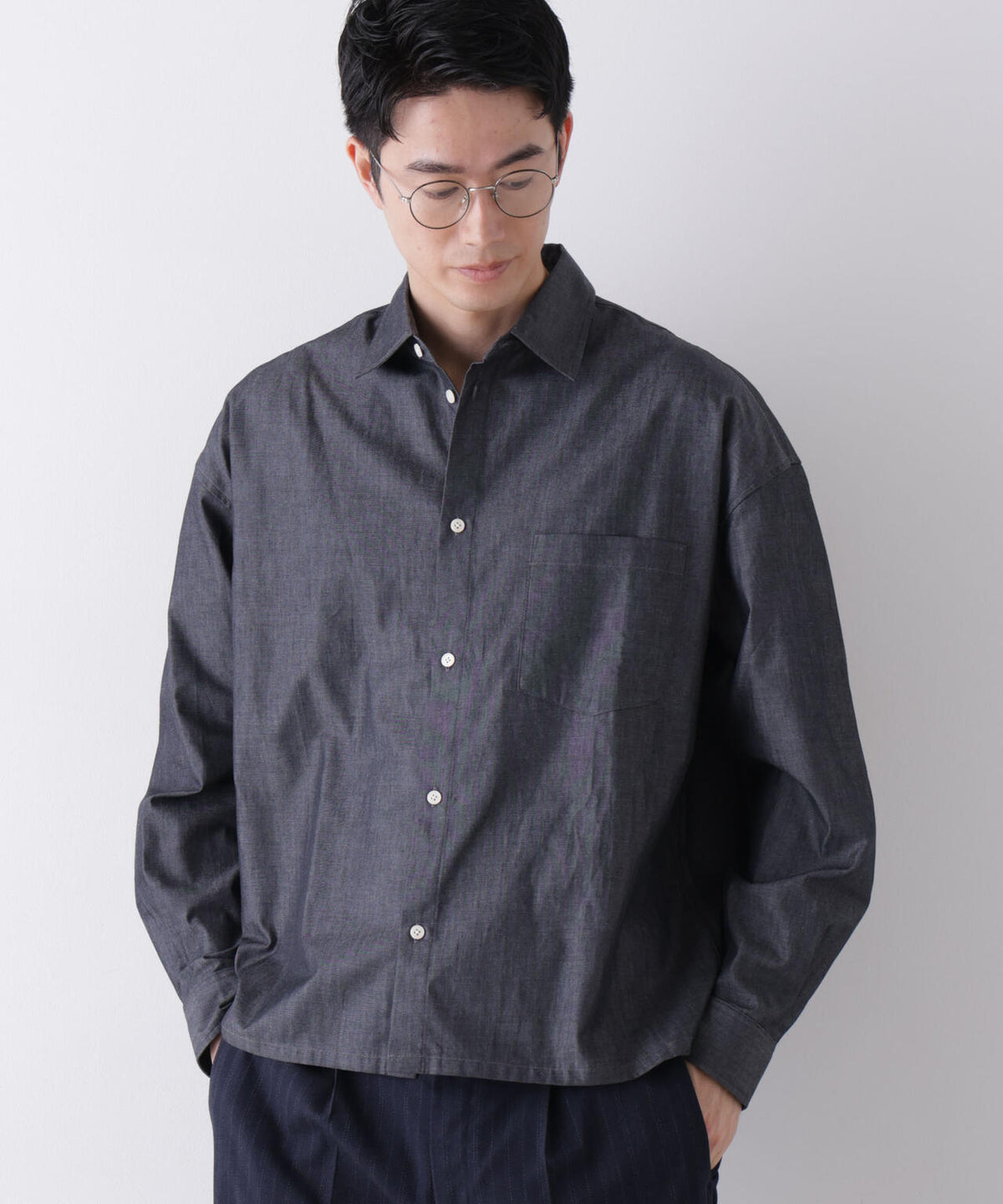「James Fabric」 ボクシークロップドシャツブルゾン