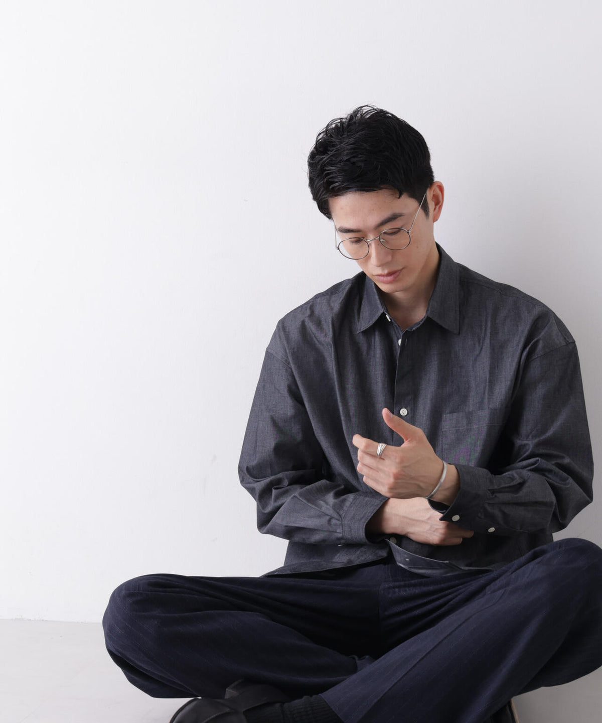 「James Fabric」 ボクシークロップドシャツブルゾン