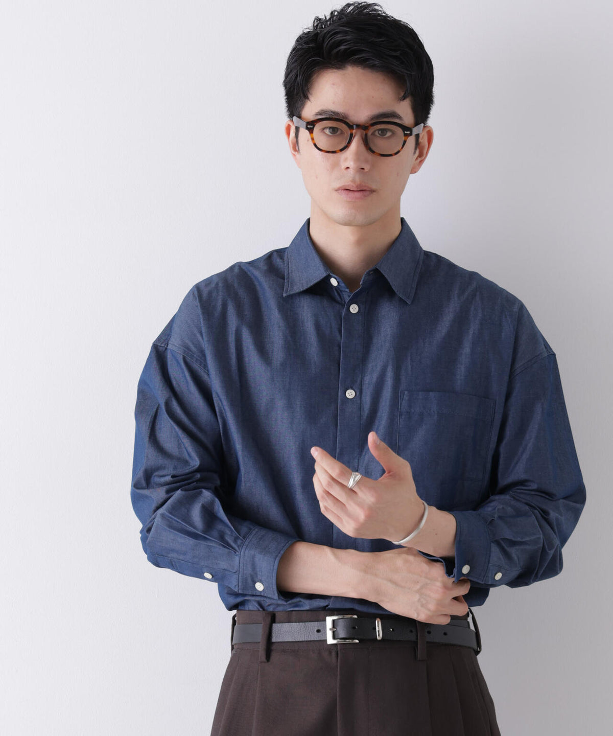 「James Fabric」 ボクシークロップドシャツブルゾン