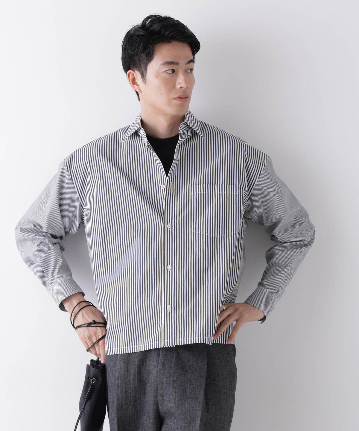 「James Fabric」 ボクシークロップドシャツブルゾン