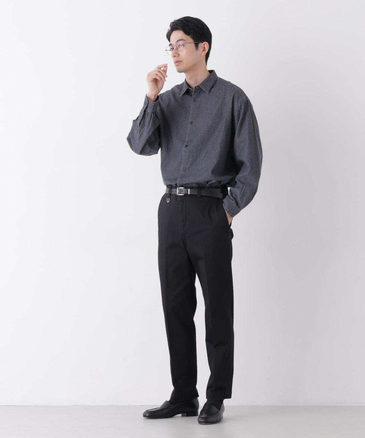 「OtoNANO」大人のワイドシャツ デニムシャツ 長袖