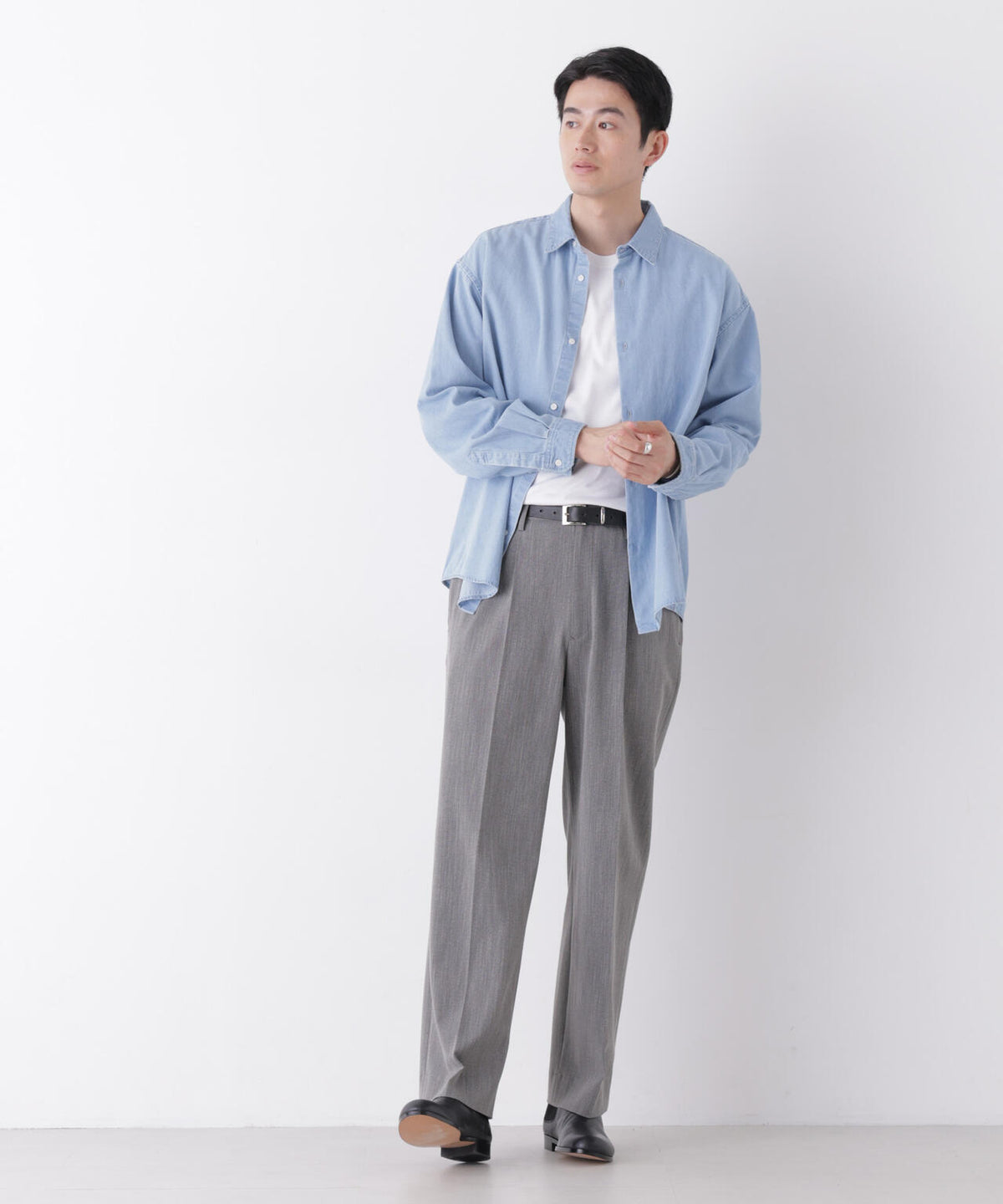 「OtoNANO」大人のワイドシャツ デニムシャツ 長袖