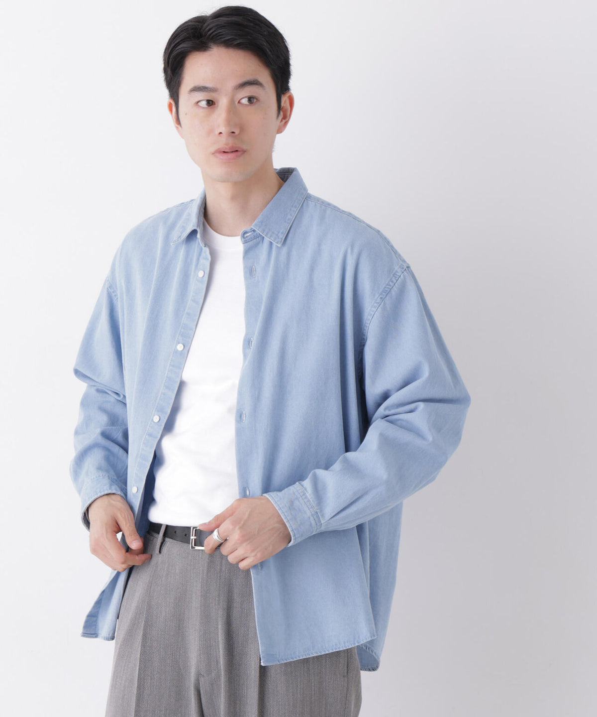 「OtoNANO」大人のワイドシャツ デニムシャツ 長袖
