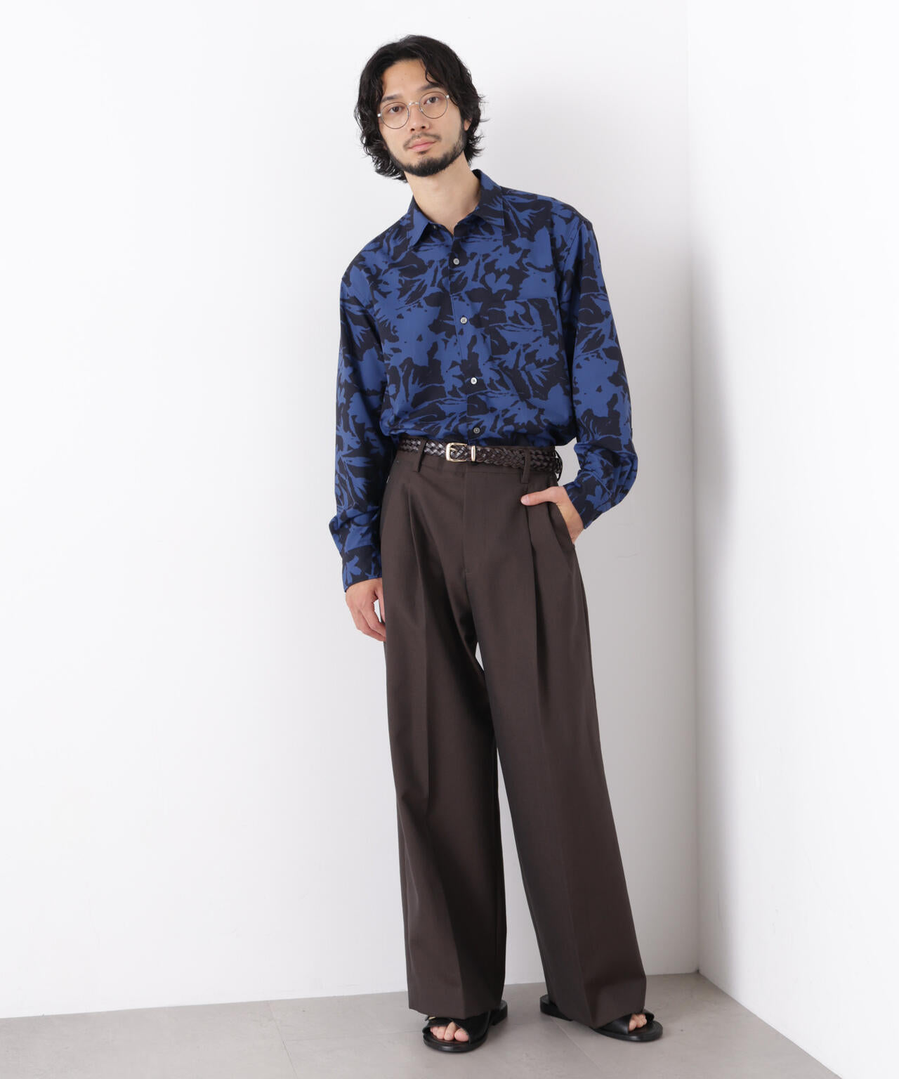 EDITORIAL PRINT レギュラーカラーシャツ