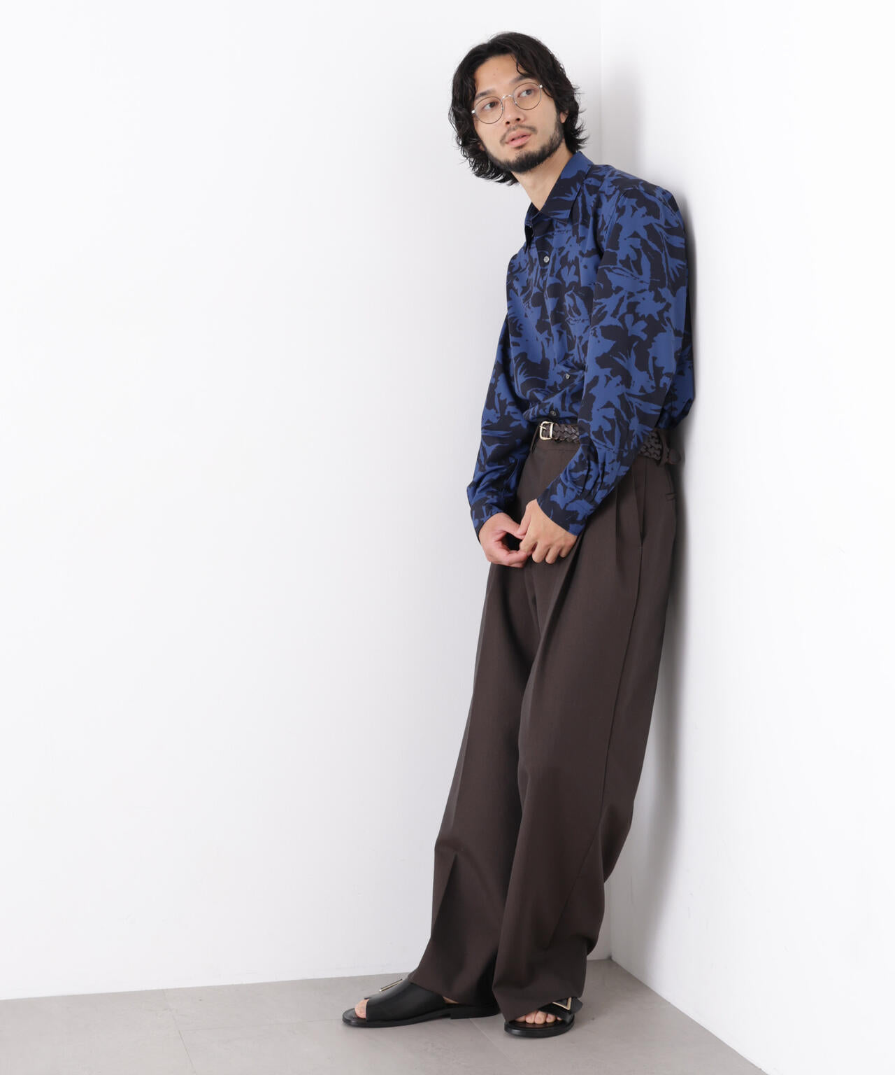 EDITORIAL PRINT レギュラーカラーシャツ