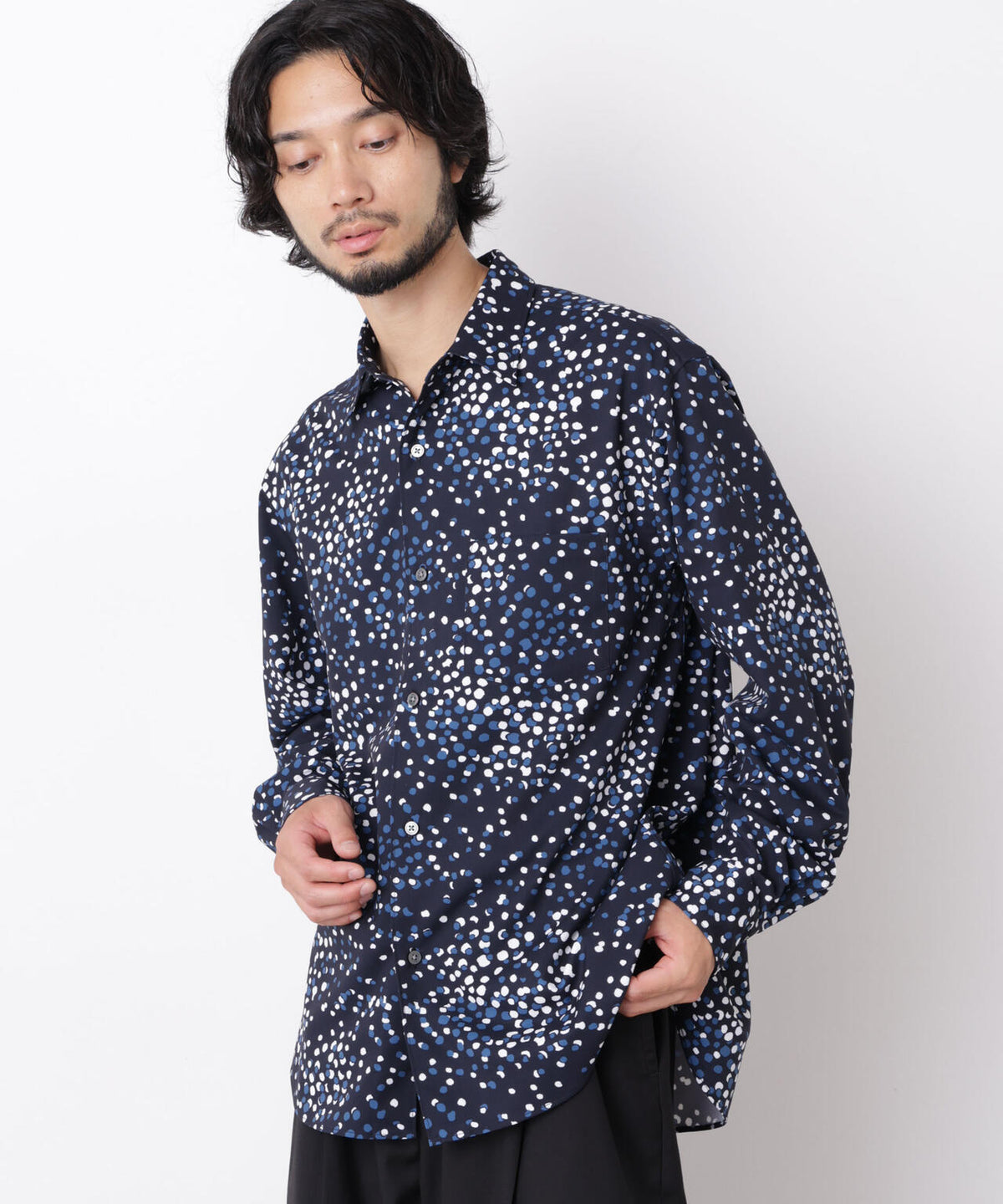 EDITORIAL PRINT レギュラーカラーシャツ
