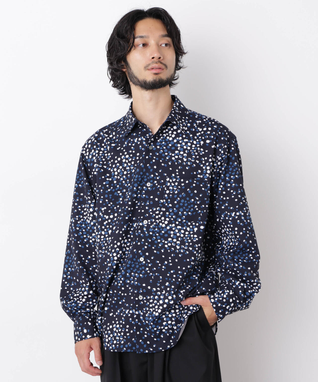 EDITORIAL PRINT レギュラーカラーシャツ