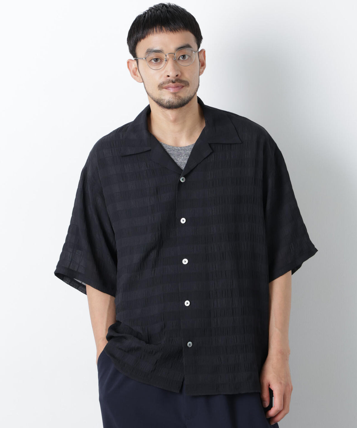 シースルーチェックシャツ 半袖