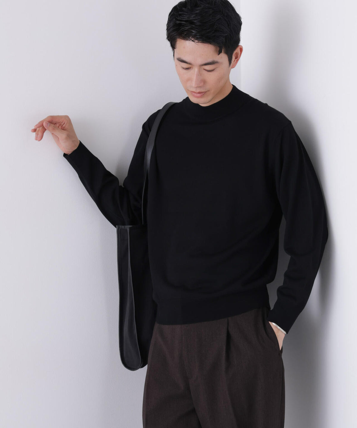 「毛玉レスニット」ファインゲージモックネック