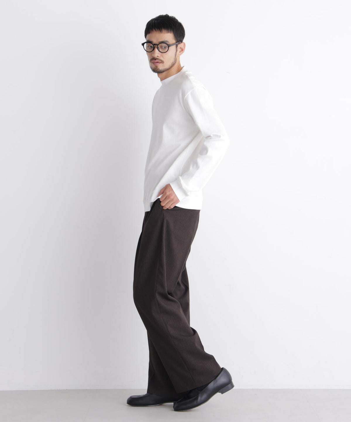 「FORMAL JERSEY」モックネックカットソー長袖