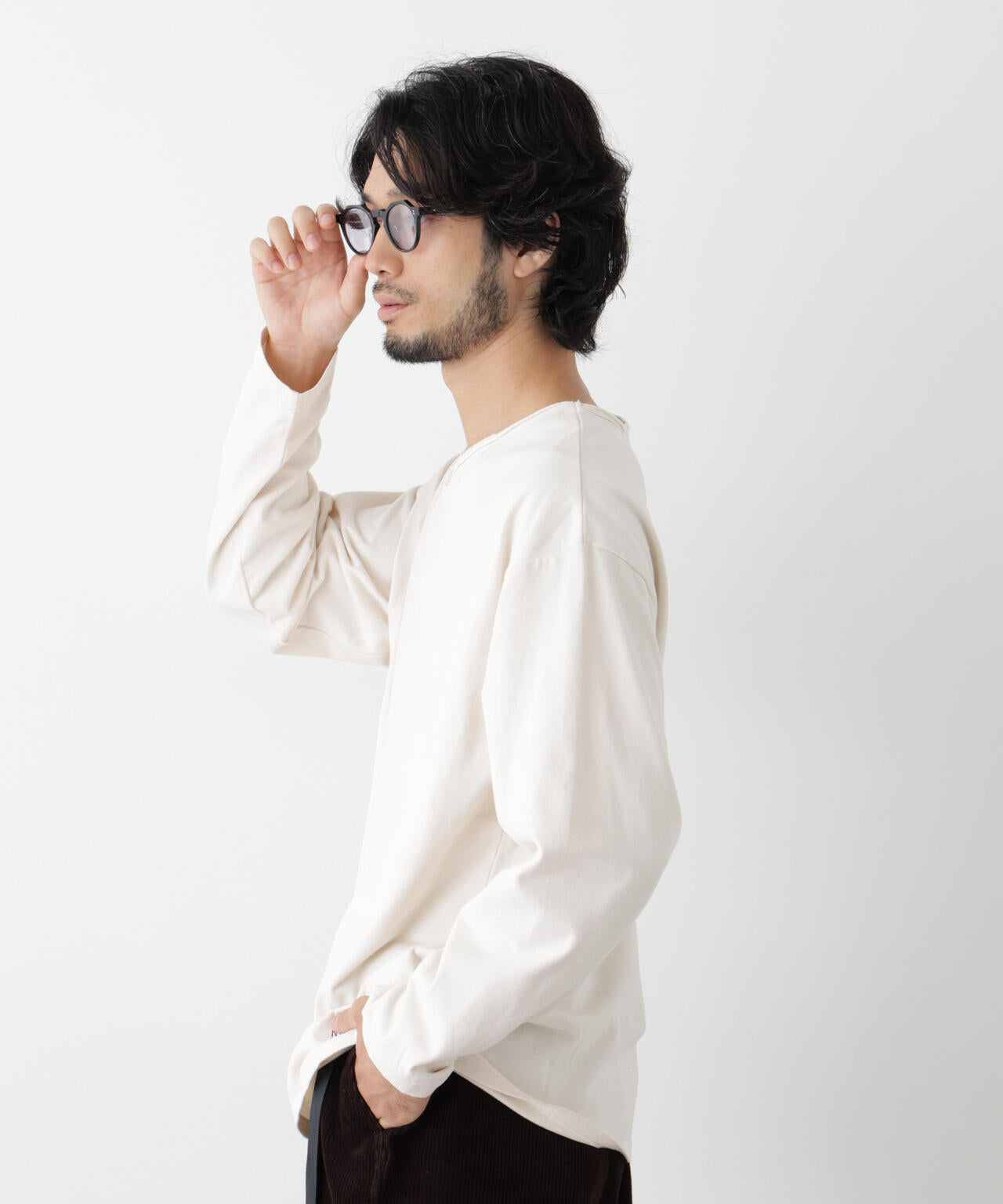 「surplus」デザインヘンリーネックTシャツ 長袖