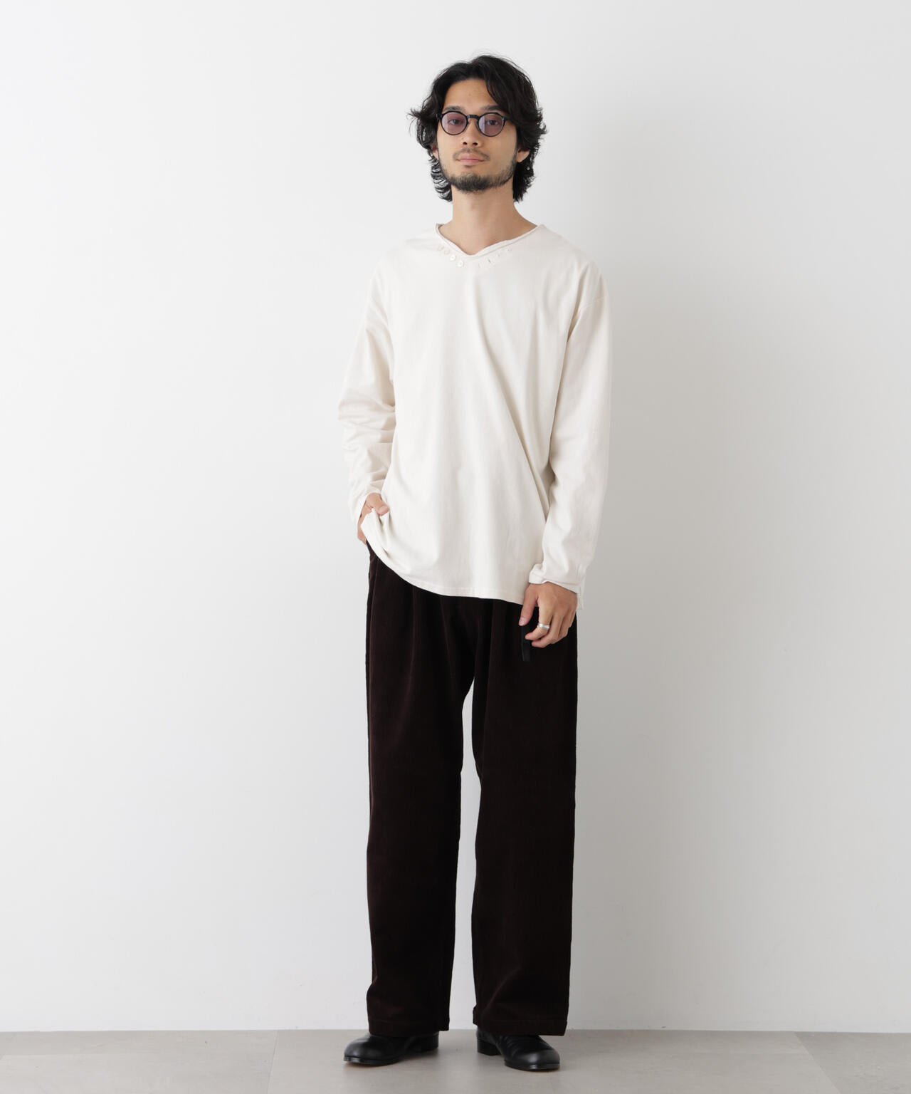 「surplus」デザインヘンリーネックTシャツ 長袖