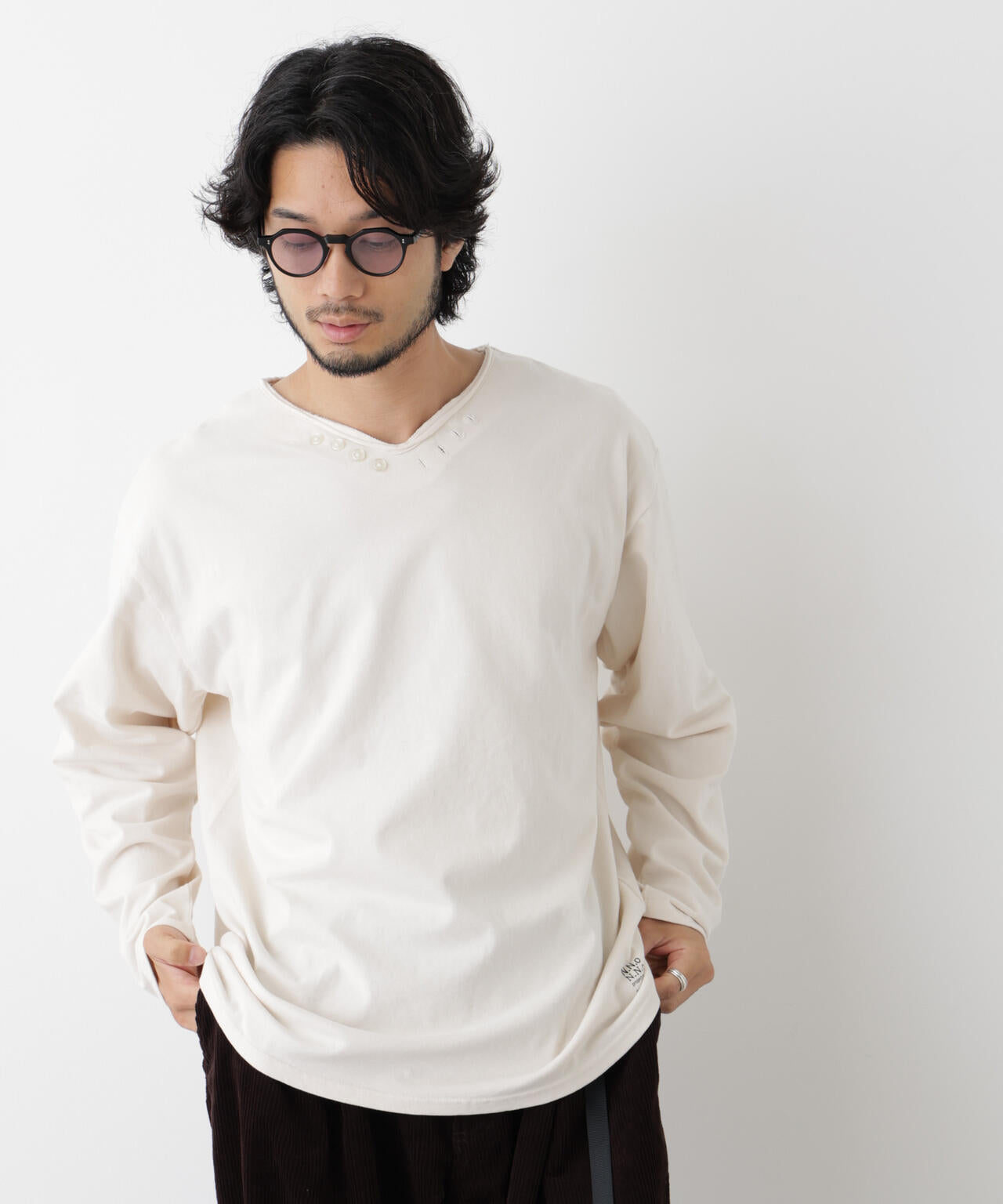 「surplus」デザインヘンリーネックTシャツ 長袖