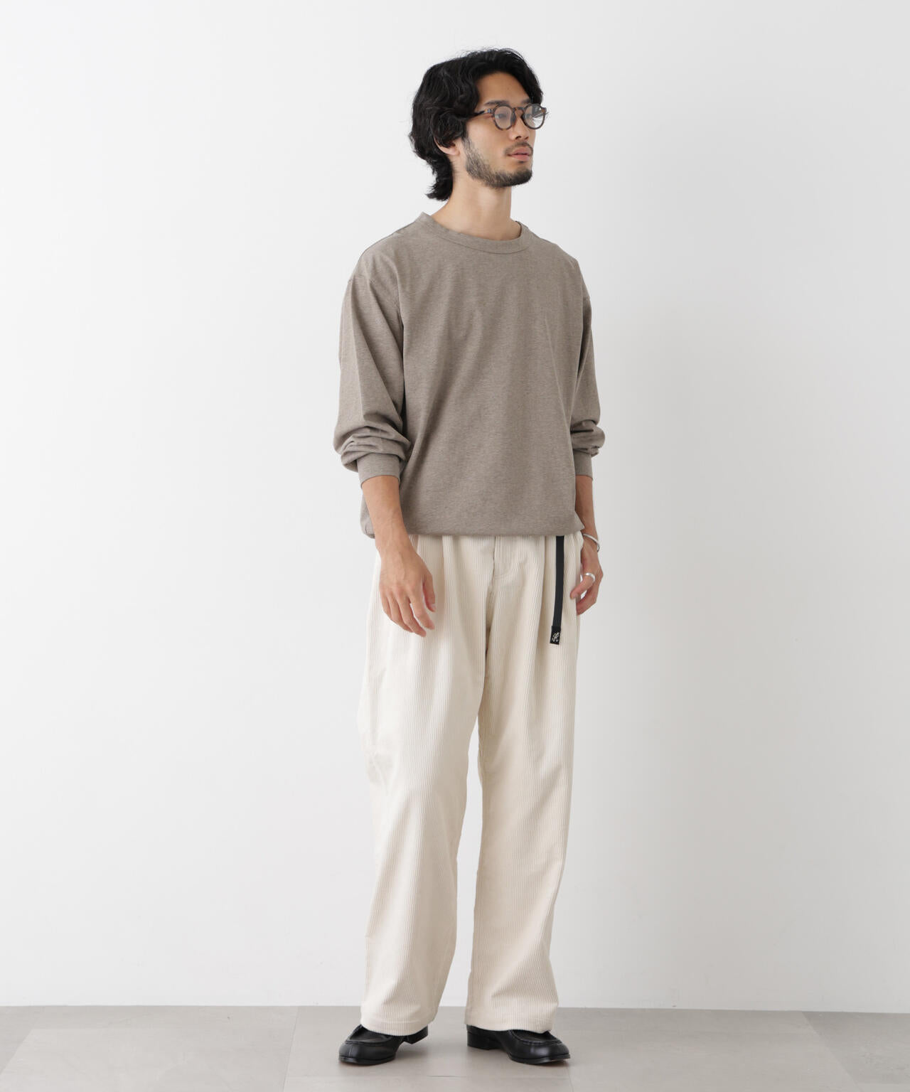 ソフトメランジクルーネックTシャツ 長袖