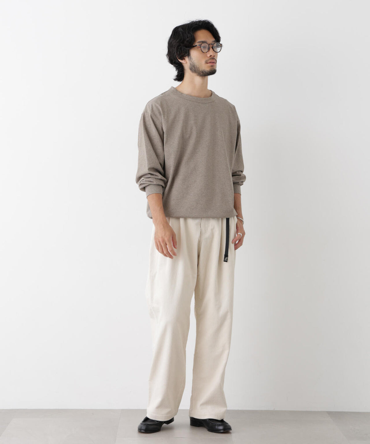 ソフトメランジクルーネックTシャツ 長袖