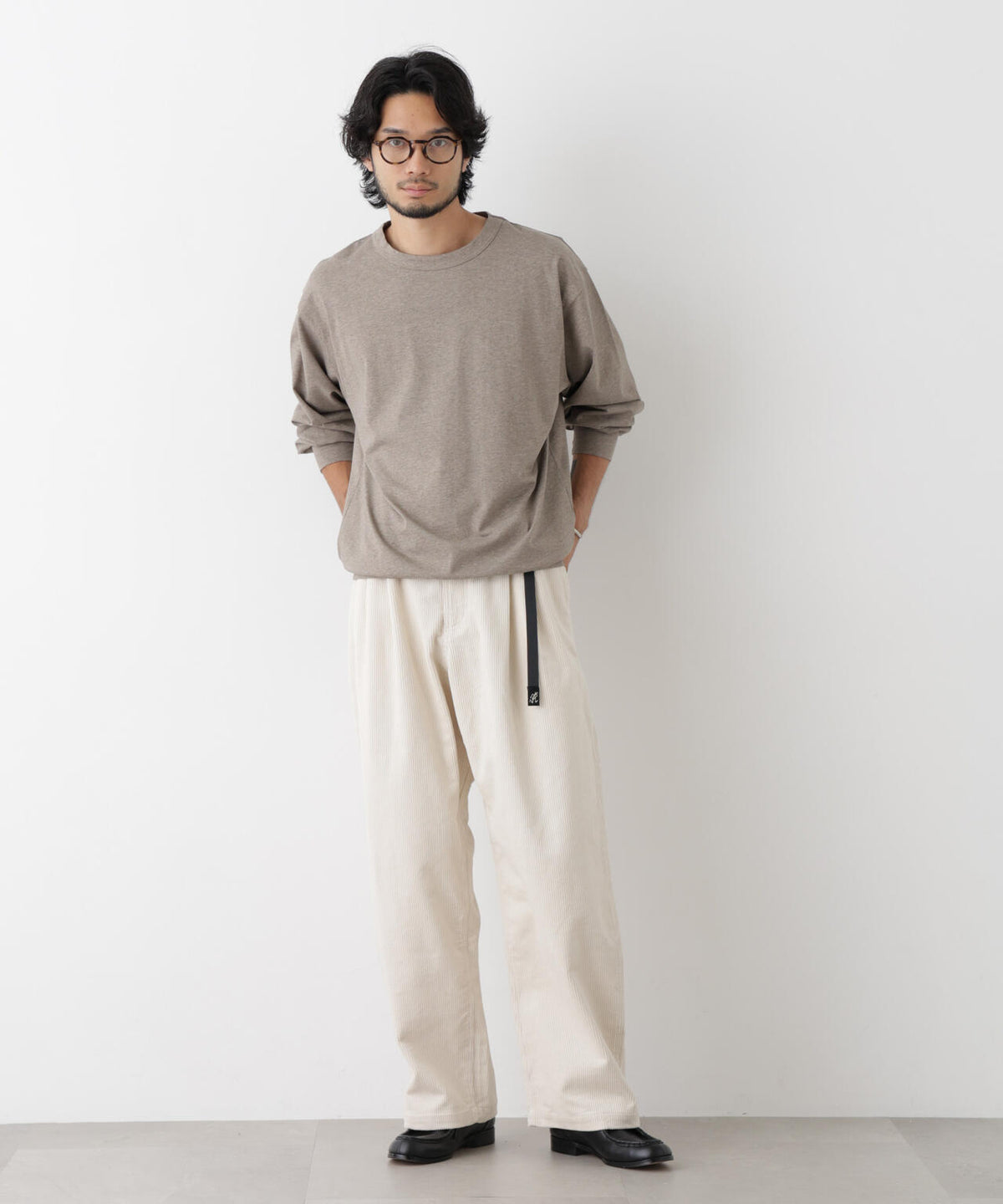 ソフトメランジクルーネックTシャツ 長袖