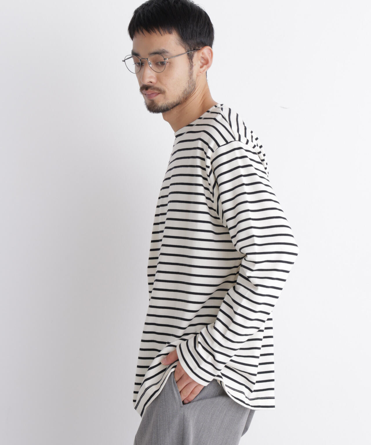 ボーダーバスクTシャツ 長袖