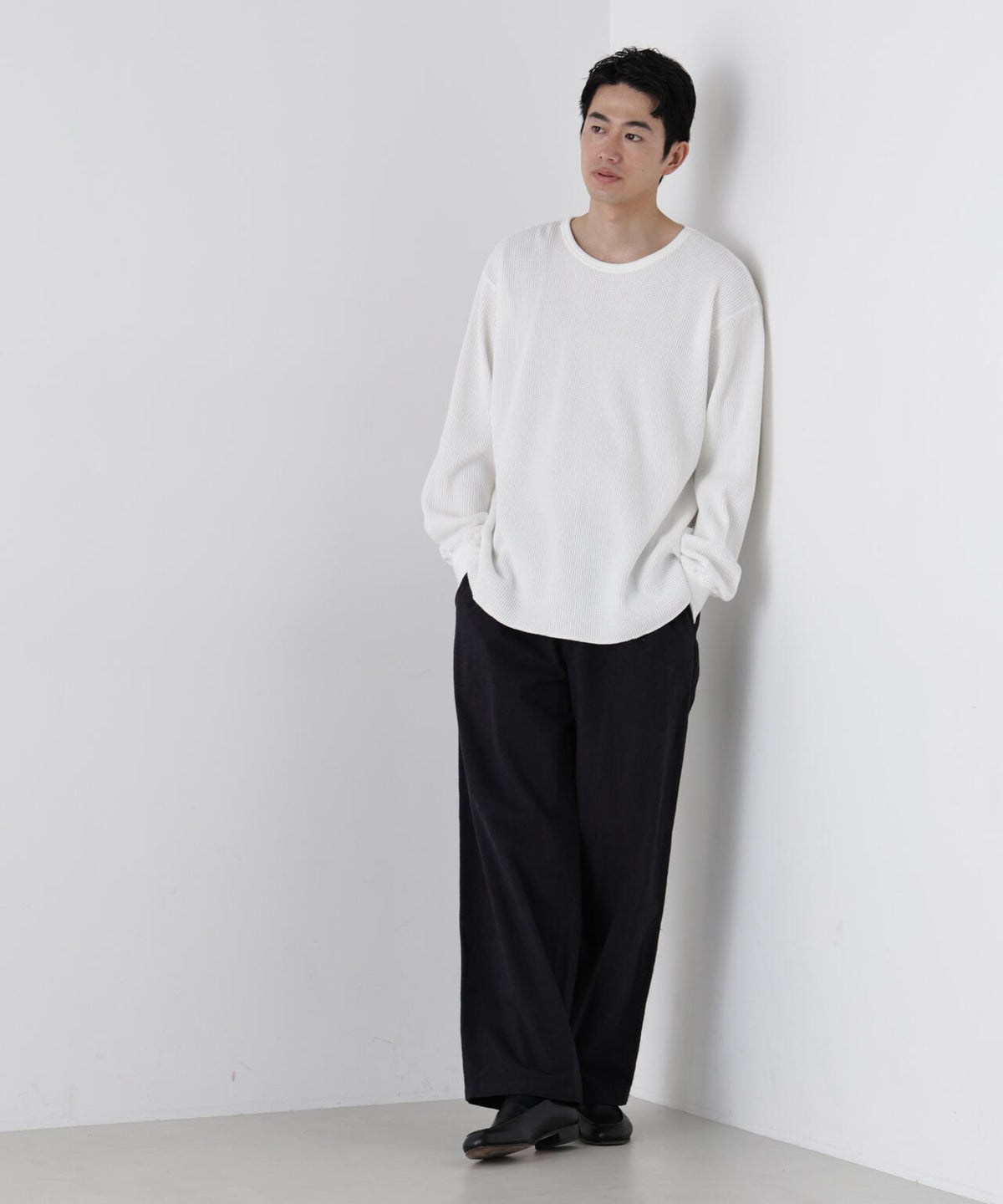 ヘヴィーワッフルクルーネックTシャツ 長袖