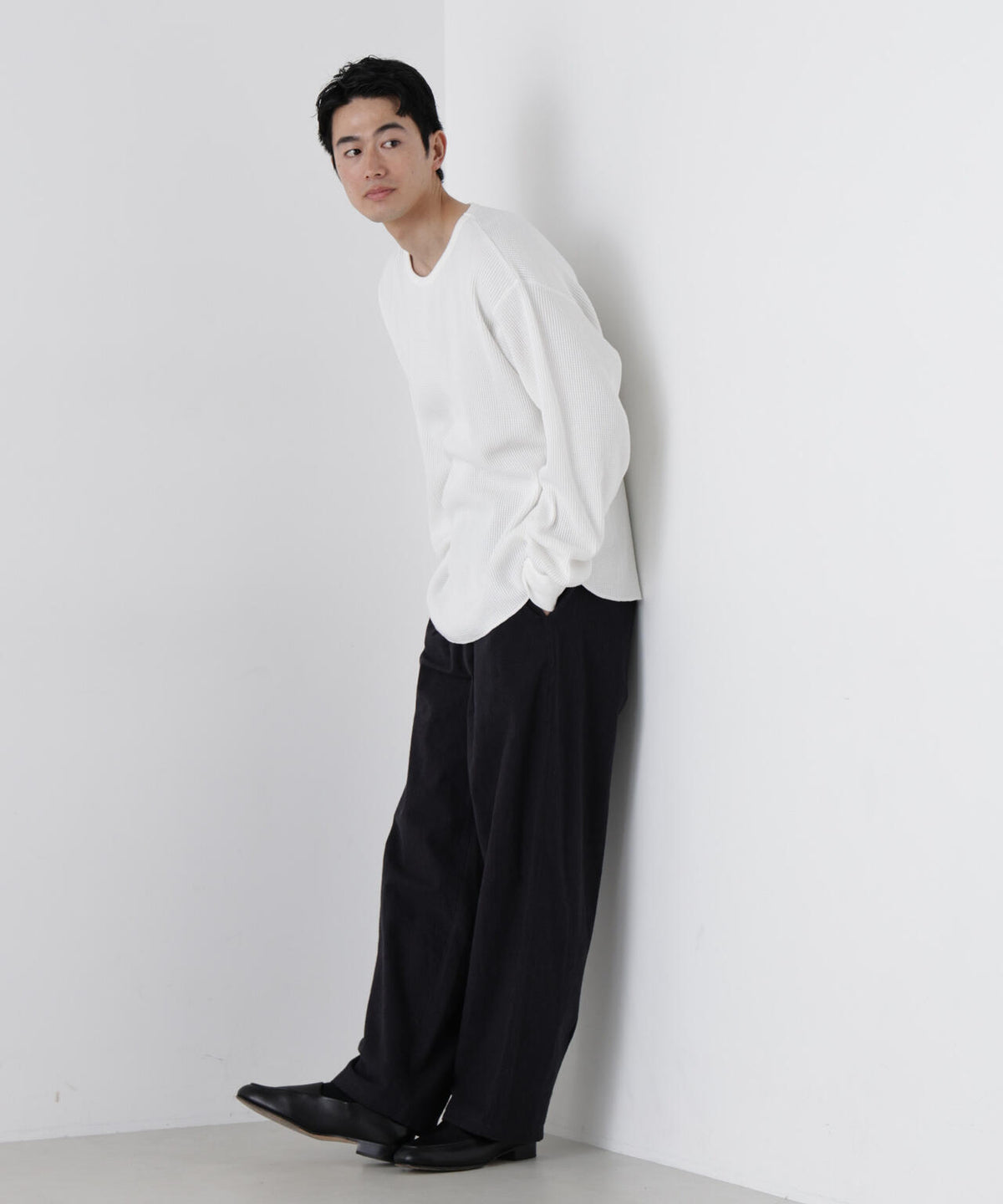 ヘヴィーワッフルクルーネックTシャツ 長袖