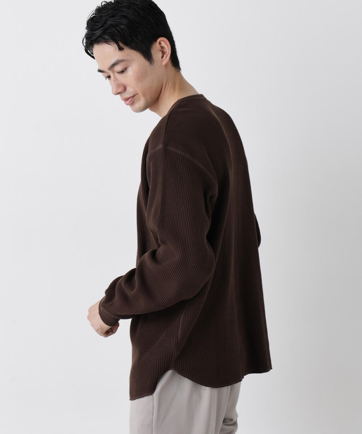 ヘヴィーワッフルクルーネックTシャツ 長袖