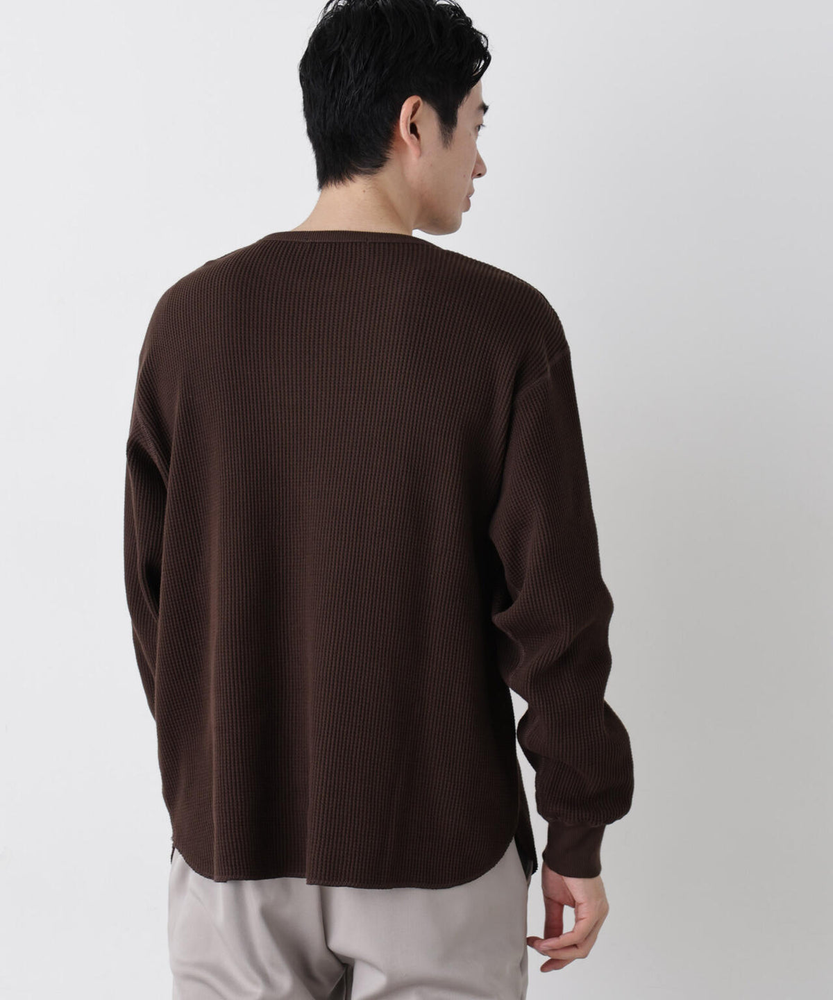 ヘヴィーワッフルクルーネックTシャツ 長袖