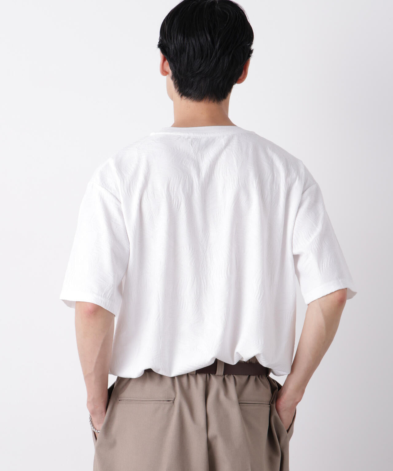 リンクスジャガードリーフ柄Tシャツ
