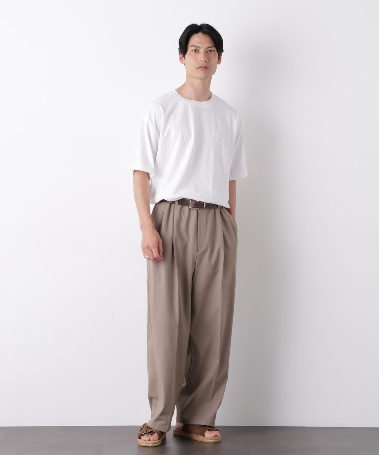 リンクスジャガードリーフ柄Tシャツ