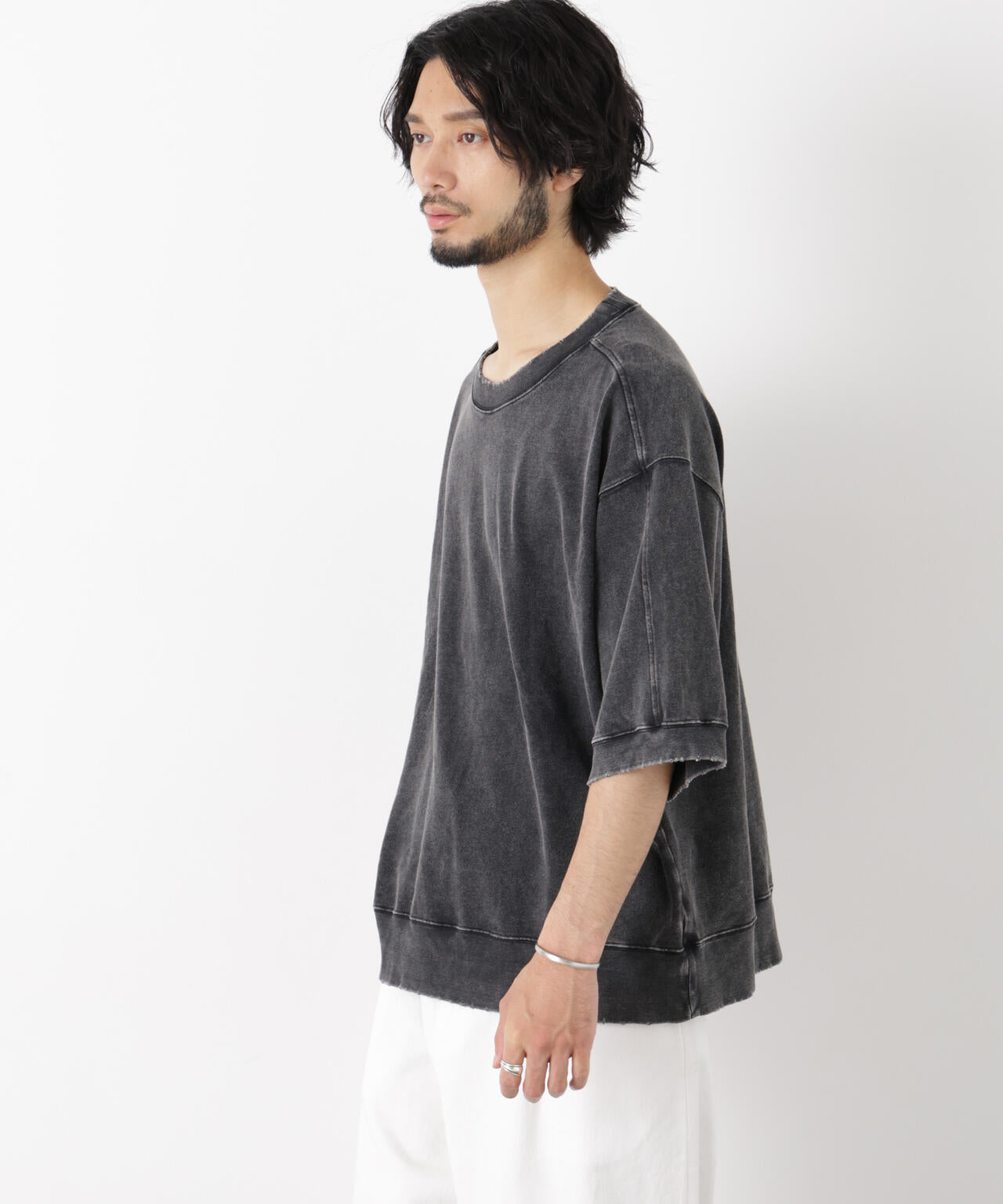 ケミカル加工袖線切替えTシャツ