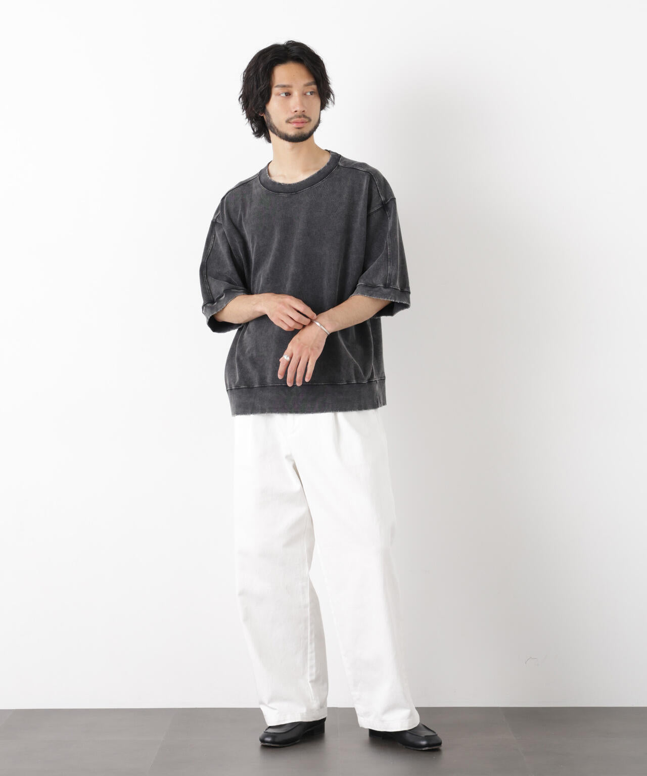 ケミカル加工袖線切替えTシャツ