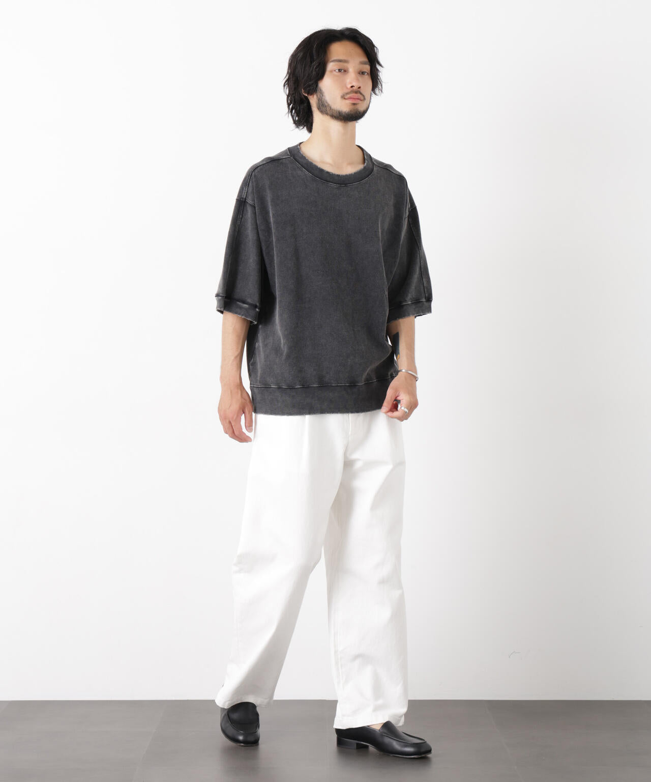 ケミカル加工袖線切替えTシャツ