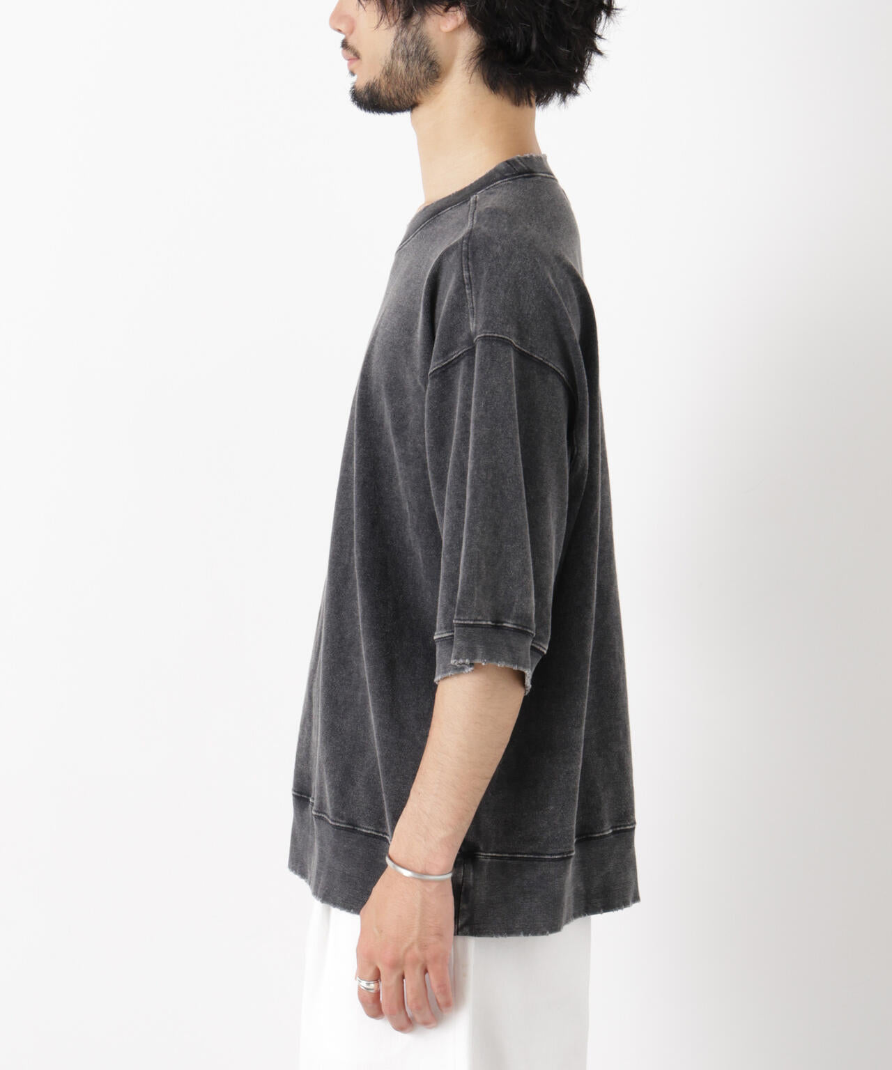ケミカル加工袖線切替えTシャツ