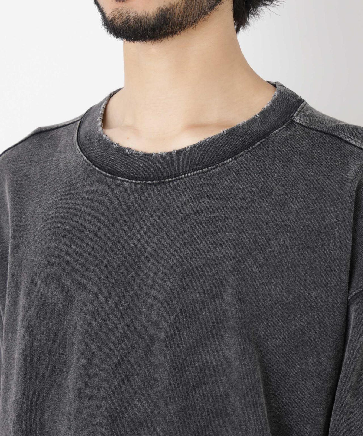 ケミカル加工袖線切替えTシャツ