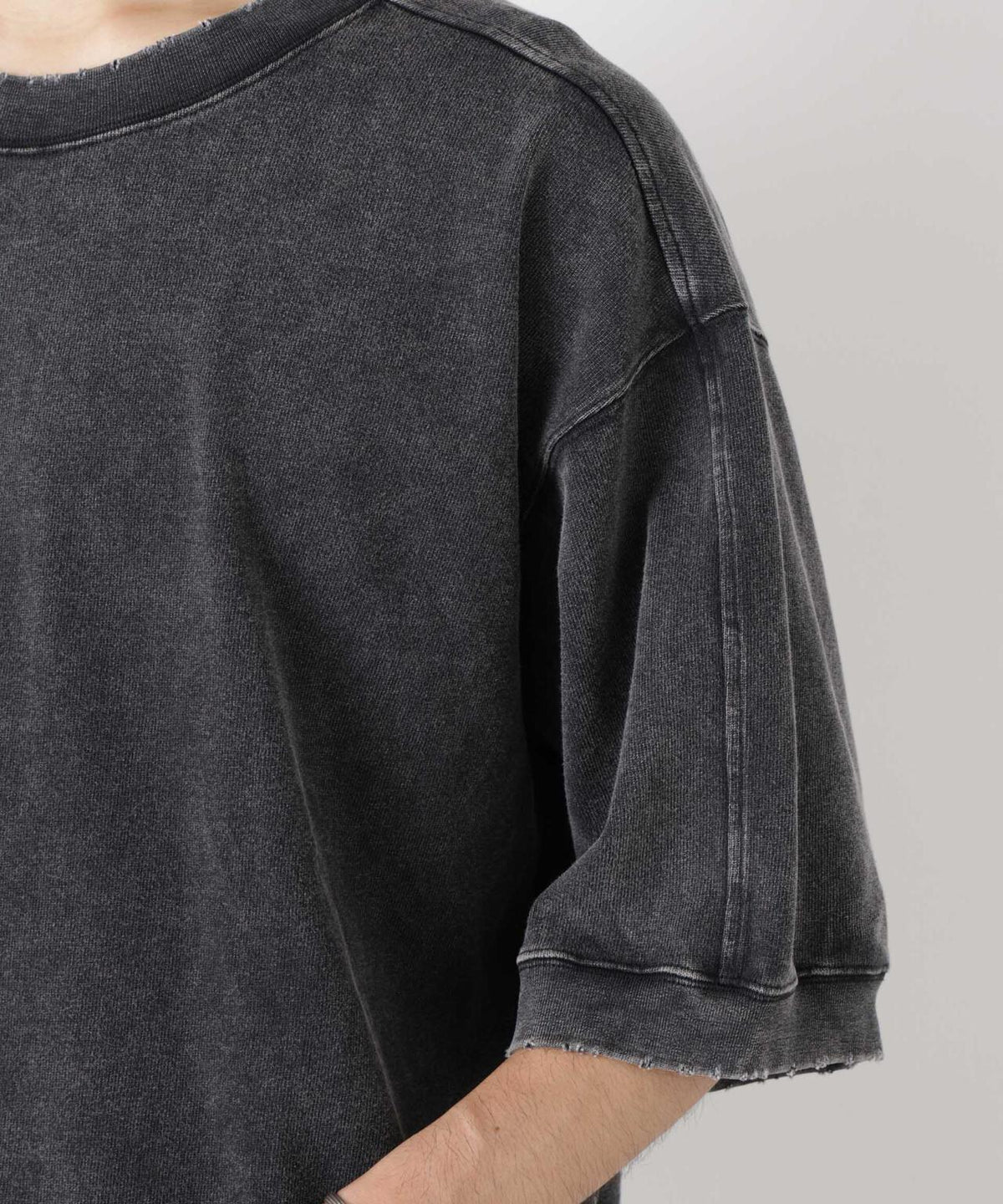 ケミカル加工袖線切替えTシャツ