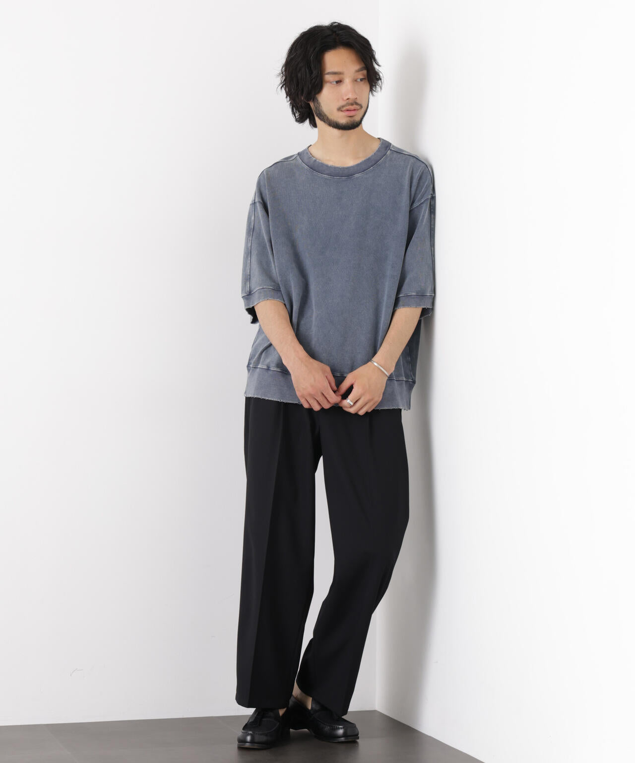 ケミカル加工袖線切替えTシャツ