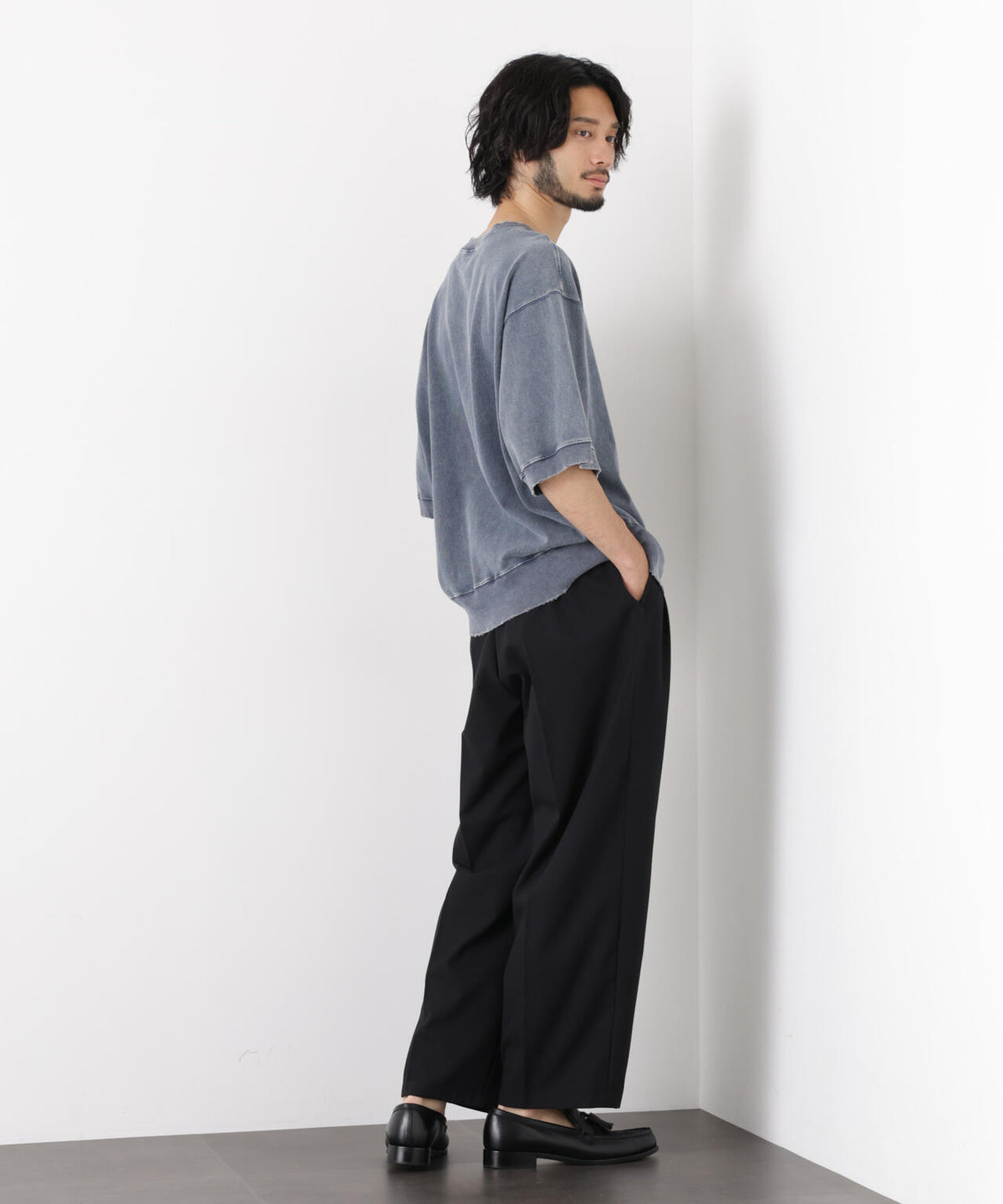 ケミカル加工袖線切替えTシャツ