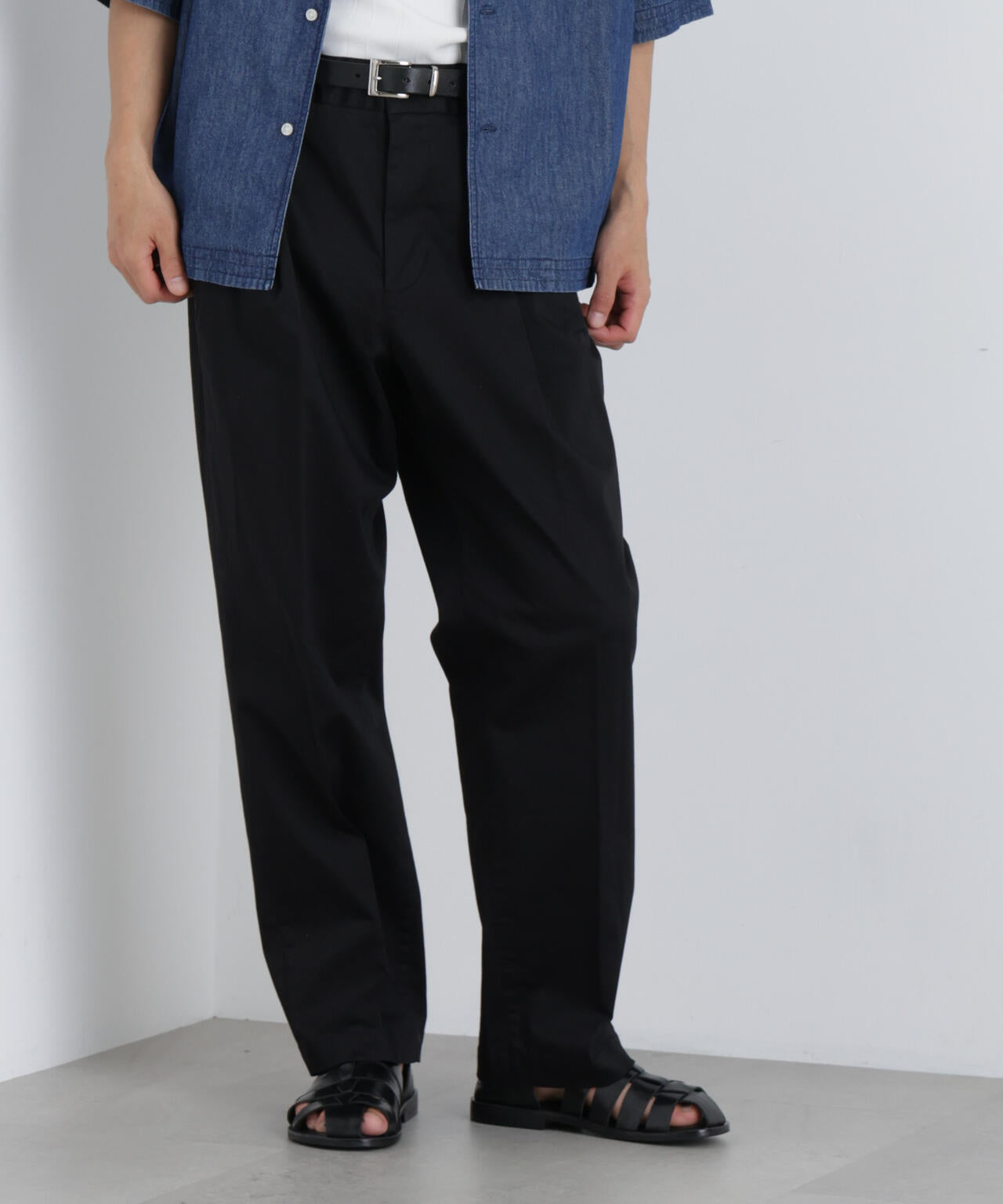 NewOnTrousers ウォッシュサテンWIde テーパー