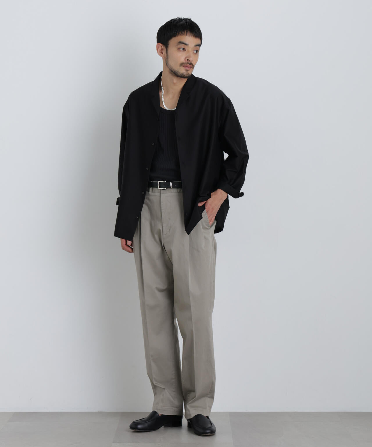 NewOnTrousers ウォッシュサテンWIde テーパー