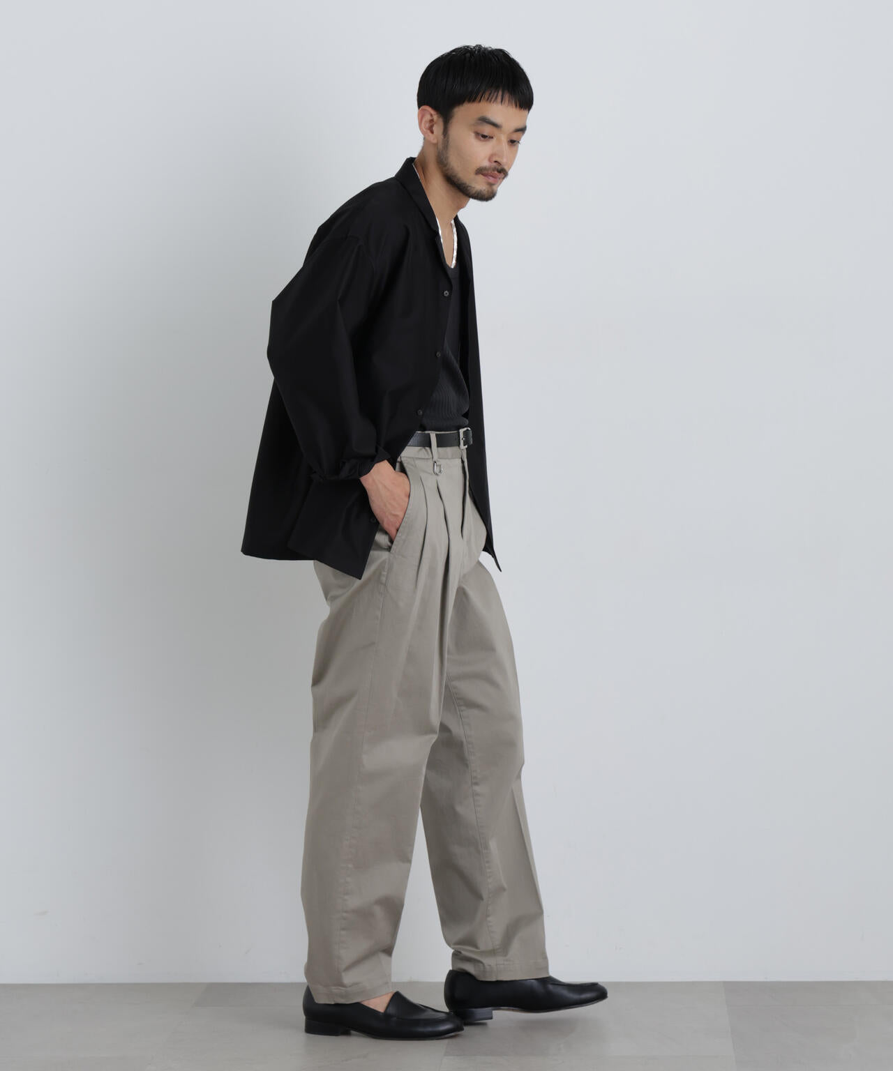 NewOnTrousers ウォッシュサテンWIde テーパー