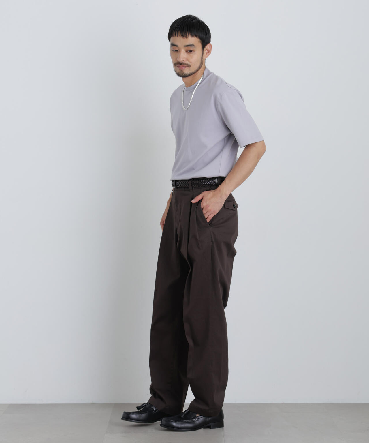 NewOnTrousers ウォッシュサテンWIde テーパー
